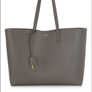 Saint Laurent Leather Shopping Tote in Gray